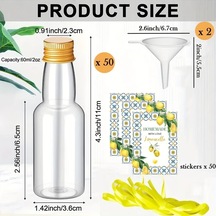 Willowhaven 50 Adet Sarı Mini Likör Şişesi Seti 2oz Limon Stickerlı Kapaklı