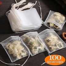 Jms 100/50/10 Adet Tek Kullanımlık Dokunmamış Kumaş Baharat Filtreleri Çay Poşetleri 8x10cm 50 Beyaz