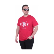 Moc Grande Mocgrande Erkek Büyük Beden Sıfır Yaka Tişört Black 26135 Kırmızı