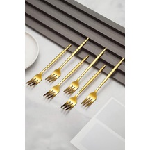 410 Çelik 6 Adet Gold Renk Tatlı Ve Meyve Çatalı Cin611sr-6 Çok Renkli