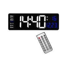 Büyük Led Ekranlı Dijital Duvar Saati, Uzaktan Kumandalı, Alarm, Sıcaklık Ve Gün Göstergeli, 39x13 Cm