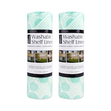 Dıı Buzdolabı & Raf Astar Koleksiyonu Yapışkan Olmaz, Kesilmiş, Makinede Yıkanabilir, 12x20, Aqua Dahlia, 2 Adet