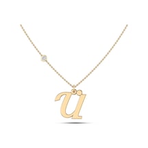 Pırlantalı Ü Harf Altın Kolye