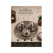 2 Kişilik Bakır Kahve Sunum Seti El İşlemeli Tepsili Türk Kahvesi Fincan Takımı - Ağır El İşleme Mat Ağır El İşleme Mat