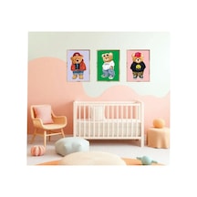 Poster 3 Lü Set Ahşap Çerçeveli Çocuk Odası Tablo Poster Çerçeveli Çok Renkli - 812300910 Çok Renkli