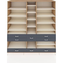 Kronos Dolap 19 Raflı 8 Çekmeceli 220x59x243 Çam-aytaşı/antrasit Çok Renkli