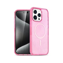 Apple iPhone Uyumlu 15 Pro Max Kılıf Magsafe Kapak - Pembe Çok Renkli