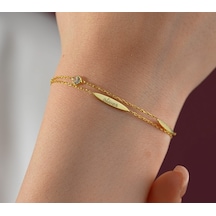 Queen Silver Jewelry 925 Ayar Gümüş 2 İsimli Bileklik Altın