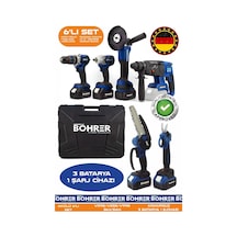 Böhrer Ba011133m Akülü 6 Lı Kombo Set 30mm Budama Makası + 10 - 15cm Budama Testereli + Taşlama + Kırıcı