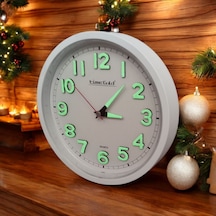 Fosforlu 3d Kabartma Rakam Mini Küçük Duvar Saati Çap 22 Cm Beyaz