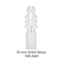 Dübel, 10 mm Plastik Beyaz Dübel 500 adet