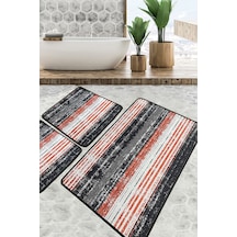 Flang Banyo Halısı Djt 3 Lü Set Banyo Halısı Paspas Yıkanabilir Kaymaz Çok Renkli