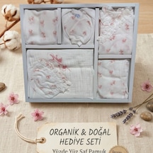 Zıpır Bebe Pamuk Desen Müslin Hastane Çıkışı Beyaz - Pembe