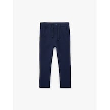 Koton Pamuklu Dokulu Beli Bağcıklı Pantolon Lacivert 6smb40064tk