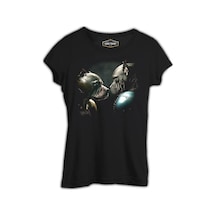 Dogs İn Fight Siyah Kadın Tshirt 001