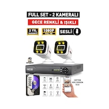 Sesli - 2 Kameralı Fullhd Gece Renkli Ve Işıklı Güvenlik Kamerası - Kamera Seti 320gb Disk