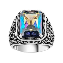 Kalem İşlemeli Mistiktopaz Taşlı Gümüş Yüzük 240052033g18y