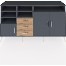 Kronos Konsol 7 Raflı 3 Çekmeceli 3 Kapaklı 176x59x99 Antrasit-an Antrasit-antrasit/çam