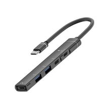 Cr16 5in1 Otg Type-c&apos Den 3ad Type-c, 2ad Usb A Çoklayıcı Type-c Kulaklık Uyumlu Usb C Adaptör Alüminyum Kasa