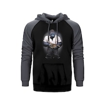 Goril Mafia Gri Renk Reglan Kol Kapşonlu Sweatshirt Gri