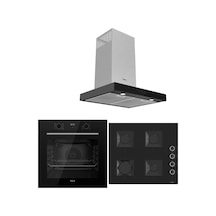 Ferre Black Plus Serisi QBL63CS - SS205 - D100 3lü Cam Ankastre Set