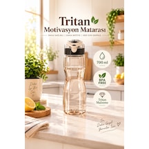 Porsima 911037-1 Bpa Free Motivasyon Sporcu Su Matarası Suluk 0,7lt Su Şişesi Gri