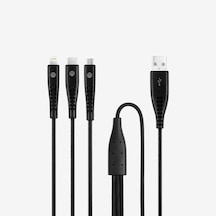 By Ttec Trio Şarj Kablosu Usb-a - Usb-c/lightning İle Uyumlu/micro Usb 150cm - Siyah 2 Yıl Ttec Garantilidir