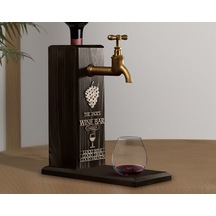 Bk Gift Kişiye Özel Kabartma İsimli Musluklu Siyah Ebony Ahşap Şarap Standı, Şarap Çeşmesi, Doğum Günü Hediyesi, Ev Hediyesi, İçecek Dispenseri-19