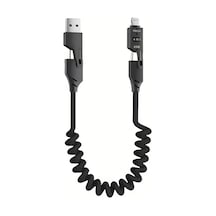 Torima Çok Amaçlı 65w Spiral Kablo Apple Uyumlu iPhone, Android Ve Type-c 4 Başlık Bir Arada U110