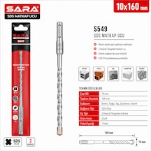Sara S-549 Sds Plus Matkap Ucu 10 X 160 Mm, 2 Kesicili, Tungsten Karbür Uçlu