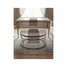 Salon Takımı 5 Parça Dantel Masa Örtüsü Runner Seti Angles Model No 856 Kahverengi Bzckh561 Çok Renkli