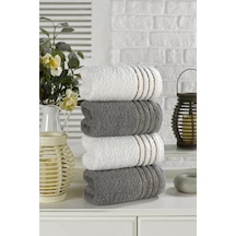 Casnack Diana Havlu Seti 4'lü 800gr. 50x90cm - Krem-antrasit