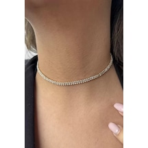 Caş Dekorasyon Altın Renk 2 Sıra Taş Detaylı Choker Kolye Altın