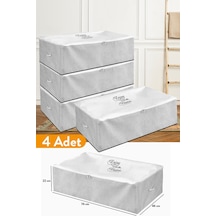 Serstil 4 Adet - Mega Boy Baza Altı Gri Çizgili Hurç 74 X 46 X 22 Cm Açık Gri