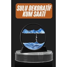 Dekoratif Sulu Kum Saati Ofis Masa Üstü Ev Yuvarlak Kum Saati Mavi