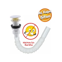 Elallar Körüklü Lavabo Banyo Taşı Sifon Gider Borusu Akordiyon Plastik Koku Giderici Savar 80 Cm