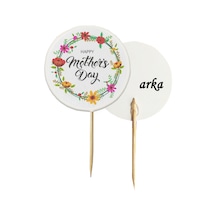20 Adet Happy Mother's Day Baskılı Sunum Kürdanı 6,5 Cm - Toothpick