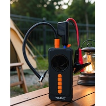 4'ü 1 Arada Akü Takviye Cihazı Dijital Lastik Şişirme Kompresörü 10000mah Powerbank Ve Led Fener 0