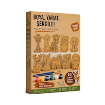 Ahşap Boyama Hayvanlar 10 Lu 1 Paket 10x15cm Set2 Ahşap Boyama 6 Renk Boya Resim Fırçası Etkinlik Çocuk Gelişim Motor