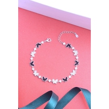 Innuendo Jewelry 925 Ayar Gümüş Sıralı Kelebek Bileklik Gümüş