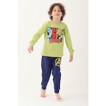 Avangers Fıstık Yeşili Erkek Çocuk Uzun Kol Pijama Takım Fıstık Yeşili
