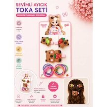 13'lü Set + Çok Renkli + Meyveli Ayıcık + Klipsli Ve Lastikli Toka Seti 0