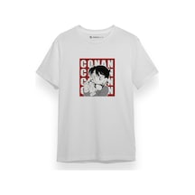 Detective Conan Anime Conan Poster Beyaz Kısa Kol Erkek Tshirt 001