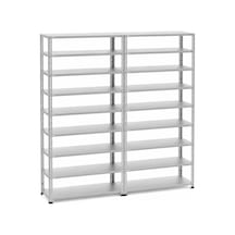 9 Katlı Duble 2'li Galvaniz Çelik Raf - Depo, Arşiv, Kiler, Dosya, Market Rafı 31x60x250cm Gri