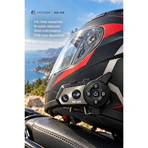 D2-6x Çift Yongalı Bluetooth Motosiklet İnterkom Kulaklığı 500 M, Markalar Arası Bağlantı, Ipx6, 1000 Mah - Siyah