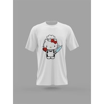 Noıssey Mavi Unisex Hello Kitty Mutfak Aşçı Anneler Günü Baskılı T-shirt Pnrmtshrt4449 Beyaz
