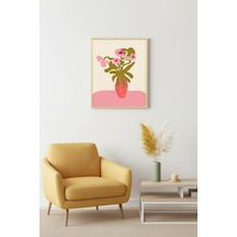 Doğal Ahşap Çerçeveli Retro Çiçekli Tablo - Vintage Floral Huhu2065