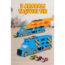 3 Katlı Mega Tır Rampalı Otopark - 46.7cm, 37 Araç Kapasiteli 3 Arabalı Oyuncak Araba Seti Mavi