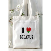 Art Hediye Belarus Bayrak Baskılı Omuz Çanta Kişiye Özel Model Çok Renkli