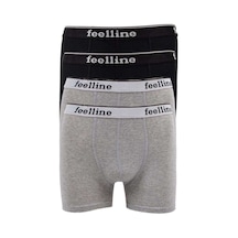 4 Adet Feelline Siyah Ve Gri Pamuklu Doğal Likralı Erkek Boxer Beden: Xl Standart